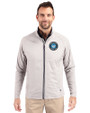 Charlotte FC Cutter & Buck Adapt Eco Knit Hybrid Recycled Mens Full Zip Jacket Polished Medium Gray Front