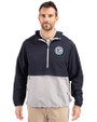 Chicago Fire FC Cutter & Buck Charter Recycled Packable Mens Half Zip Anorak Jacket Navy Blue/Polished Front