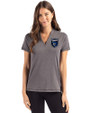 San Jose Earthquakes Cutter & Buck Forge Eco Heathered Stretch Womens Blade Top Dark Black Heather Front