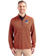 FC Cincinnati Cutter & Buck Virtue Eco Pique Micro Stripe Recycled Mens Quarter Zip College Orange/Navy Blue Front