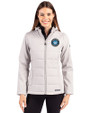Charlotte FC Cutter & Buck Evoke Hybrid Softshell Recycled Full Zip Womens Hooded Jacket CONCRETE Front