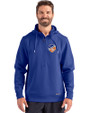 FC Cincinnati Cutter & Buck Roam Epic Versatility Half Zip Recycled Mens Hooded Pullover Tour Blue Front