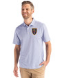 Real Salt Lake Cutter & Buck Pike Eco Symmetry Print Stretch Recycled Mens Polo White/Tour Blue Front