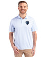 Sporting Kansas City Cutter & Buck Pike Eco Symmetry Print Stretch Recycled Mens Polo White/Atlas Front