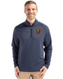 Real Salt Lake Cutter & Buck Peshastin Fleece Recycled Mens Half Zip Pullover Navy Blue Heather Front