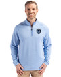 Sporting Kansas City Cutter & Buck Peshastin Fleece Recycled Mens Half Zip Pullover Atlas Heather Front