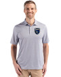 San Jose Earthquakes Cutter & Buck Pike Eco Diamond Dot Print Recycled Mens Polo Black Front