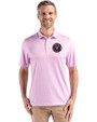 Inter Miami CF Cutter & Buck Pike Eco Diamond Dot Print Recycled Mens Polo Gelato Fuchsia Front