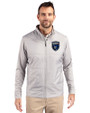 San Jose Earthquakes Cutter & Buck Stealth Hybrid Quilted Mens Full Zip Windbreaker Jacket Polished Medium Gray Front