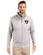 FC Dallas Cutter & Buck Stealth Hybrid Quilted Mens Full Zip Windbreaker Jacket Polished Medium Gray Front