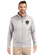 LA Galaxy Cutter & Buck Stealth Hybrid Quilted Mens Full Zip Windbreaker Jacket Polished Medium Gray Front