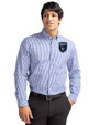 San Jose Earthquakes Cutter & Buck Easy Care Stretch Gingham Mens Big and Tall Long Sleeve Dress Shirt Tour Blue Front