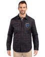 Sporting Kansas City Cutter & Buck Rainier PrimaLoft® Mens Eco Insulated Quilted Shirt Jacket Black Front