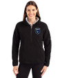 San Jose Earthquakes Cutter & Buck Cascade Eco Fleece Womens Pullover Jacket Black Front