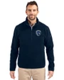 Sporting Kansas City Cutter & Buck Cascade Eco Sherpa Fleece Mens Big & Tall Quarter Zip Jacket Navy Blue Front
