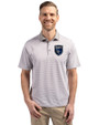 San Jose Earthquakes Cutter & Buck Virtue Eco Pique Micro Stripe Recycled Mens Big & Tall Polo Polished/White Front