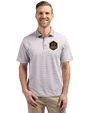 Houston Dynamo FC Cutter & Buck Virtue Recycled Micro Stripe Featherlight Pique Mens Polo Polished/White Front