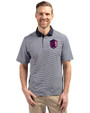 St. Louis City SC Cutter & Buck Virtue Eco Pique Micro Stripe Recycled Mens Polo Navy Blue/White Front