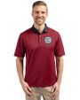 Chicago Fire FC Cutter & Buck Virtue Eco Pique Micro Stripe Recycled Mens Polo Red/Navy Blue Front