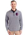 St. Louis City SC Cutter & Buck Virtue Eco Pique Micro Stripe Recycled Mens Big & Tall Quarter Zip Navy Blue/White Front
