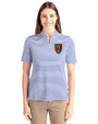 Real Salt Lake Cutter & Buck Virtue Eco Pique Stripe Recycled Womens Top Tour Blue Front