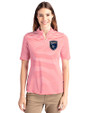 San Jose Earthquakes Cutter & Buck Virtue Eco Pique Stripe Recycled Womens Top Red Front