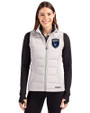 San Jose Earthquakes Cutter & Buck Evoke Hybrid Softshell Recycled Womens Full Zip Vest CONCRETE Front