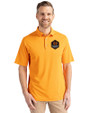 Houston Dynamo FC Cutter & Buck Virtue Eco Pique Recycled Mens Polo Orange Burst Front