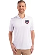 FC Dallas Cutter & Buck Prospect Eco Textured Stretch Recycled Mens Short Sleeve Polo White Front
