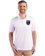 San Jose Earthquakes Cutter & Buck Prospect Eco Textured Stretch Recycled Mens Short Sleeve Polo White Front