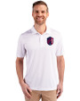 St. Louis City SC Cutter & Buck Prospect Eco Textured Stretch Recycled Mens Short Sleeve Polo White Front