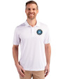 Charlotte FC Cutter & Buck Prospect Eco Textured Stretch Recycled Mens Short Sleeve Polo White Front