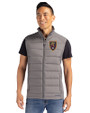 Real Salt Lake Cutter & Buck Evoke Hybrid Softshell Recycled Mens Full Zip Vest Elemental Grey Front