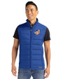FC Cincinnati Cutter & Buck Evoke Hybrid Softshell Recycled Mens Full Zip Vest Tour Blue Front