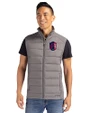 St. Louis City SC Cutter & Buck Evoke Hybrid Softshell Recycled Mens Full Zip Vest Elemental Grey Front