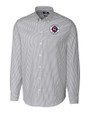 New England Revolution Cutter & Buck Stretch Oxford Stripe Mens Big and Tall Long Sleeve Dress Shirt Charcoal Mannequin