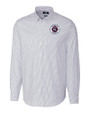 New England Revolution Cutter & Buck Stretch Oxford Stripe Mens Big and Tall Long Sleeve Dress Shirt Light Blue Mannequin