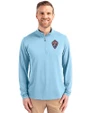 Colorado Rapids Cutter & Buck Virtue Eco Pique Recycled Quarter Zip Mens Pullover Atlas Light Blue Front