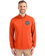 New York City FC Cutter & Buck Virtue Eco Pique Recycled Quarter Zip Mens Pullover College Orange Front