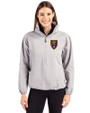 Real Salt Lake Cutter & Buck Charter Eco Recycled Womens Anorak Jacket Polished Medium Gray Front