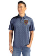 Real Salt Lake Cutter & Buck Pike Eco Pebble Print Stretch Recycled Mens Polo Navy Blue/White Front