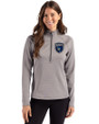 San Jose Earthquakes Cutter & Buck Peshastin Fleece Recycled Womens Half Zip Pullover Elemental Grey Heather Front