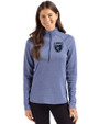 San Jose Earthquakes Cutter & Buck Peshastin Fleece Recycled Womens Half Zip Pullover Tour Blue Heather Front