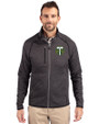 Portland Timbers Cutter & Buck Mainsail Sweater-Knit Mens Big & Tall Full Zip Jacket Charcoal Heather Front