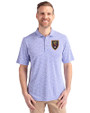 Real Salt Lake Cutter & Buck Virtue Eco Pique Botanical Print Recycled Mens Polo Chelan Blue Front