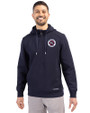 New England Revolution Cutter & Buck Roam Epic Versatility Half Zip Recycled Mens Hooded Pullover Navy Blue Front