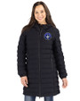 CF Montréal Cutter & Buck Mission Ridge Repreve Eco Insulated Womens Long Puffer Jacket Black Front