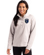 San Jose Earthquakes Cutter & Buck Hunts Point Eco Textured Fleece Recycled Womens Snap Pullover Polished Medium Gray Front
