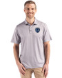 Sporting Kansas City Cutter & Buck Pike Eco Shadow Check Print Recycled Mens Polo Polished Medium Gray Front