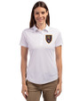 Real Salt Lake Cutter & Buck Prospect Eco Textured Stretch Recycled Womens Short Sleeve Polo White Front